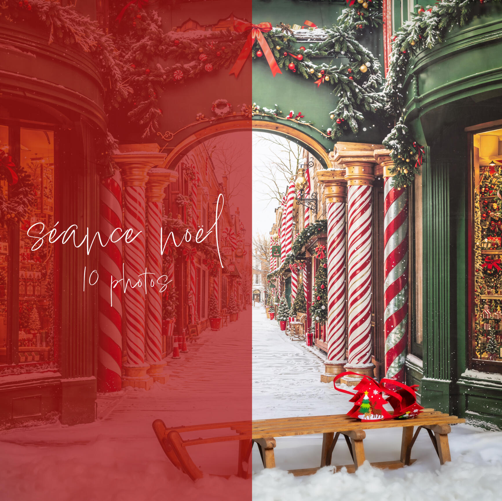 Mini séance Noel studio photo 2023 décor enfant bébé famille